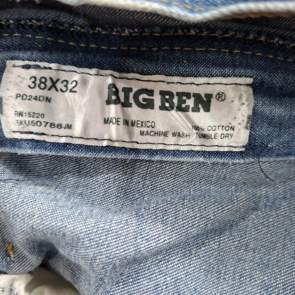 Vintage Big Ben Pants Mens 32x34 Blue Wrangler Distressed Faded Work Wear‎